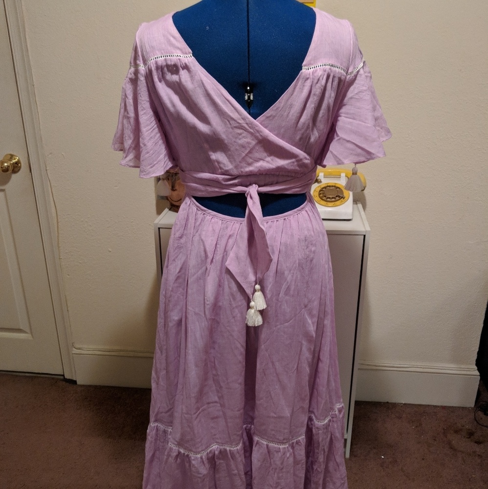 Rosery Brand Lilac Peasant Maxi Dress